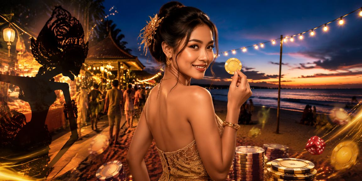 Suasana malam pasar Vietnam yang penuh cahaya neon, inspirasi bermain online